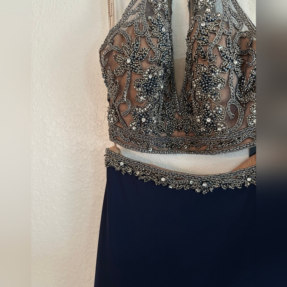 Faviana Glamour S10003 Navy Blue Prom Dress Size 6